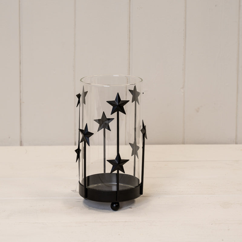 Black Metal Star Candle Holder With Glass Insert