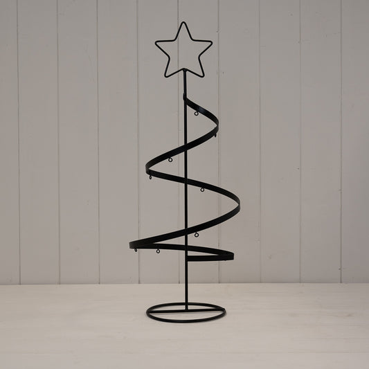 Black Metal Spiral Tree Ornament With Star Topper
