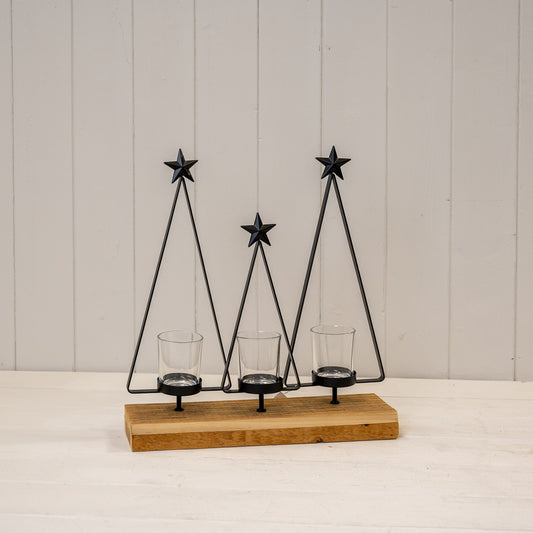 Black Metal Tree Tealight Holder