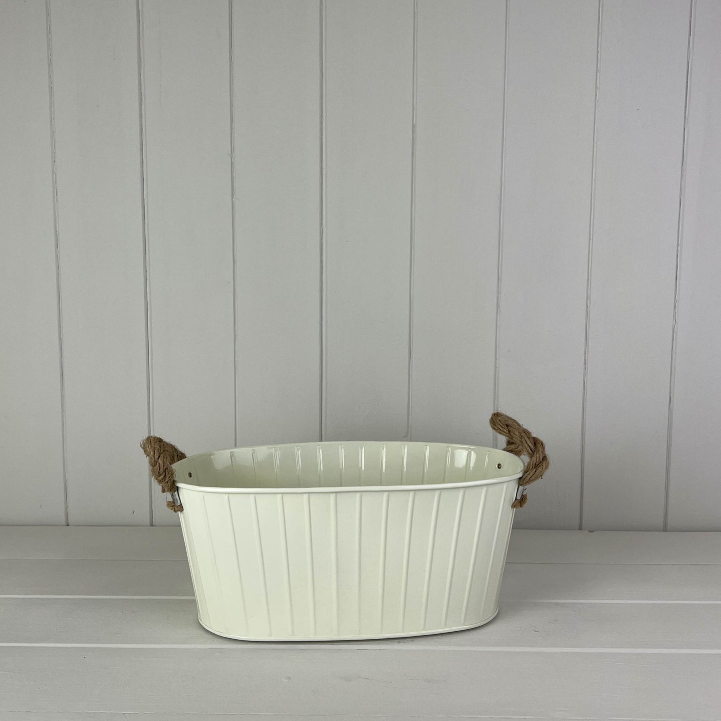 Oval Tapered Zinc Trough With Rope Handles