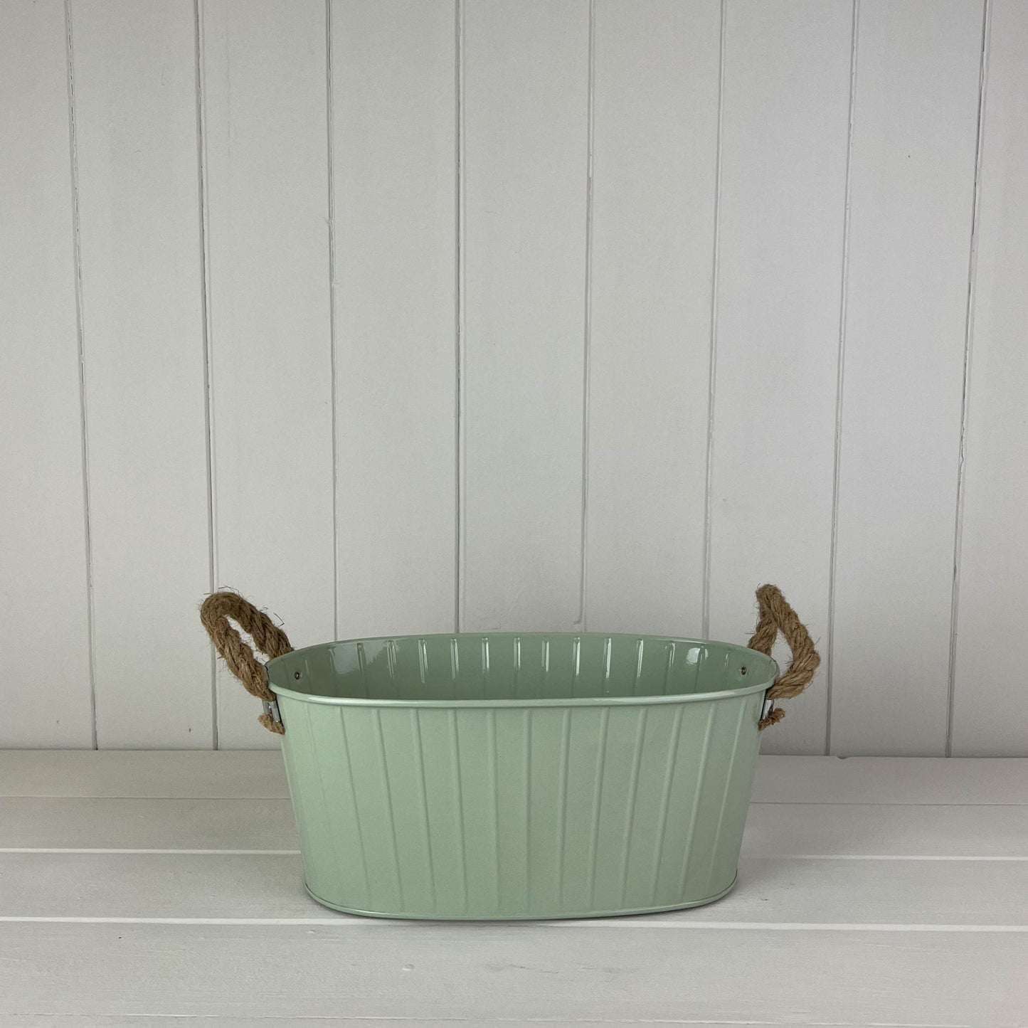 Oval Tapered Zinc Trough With Rope Handles