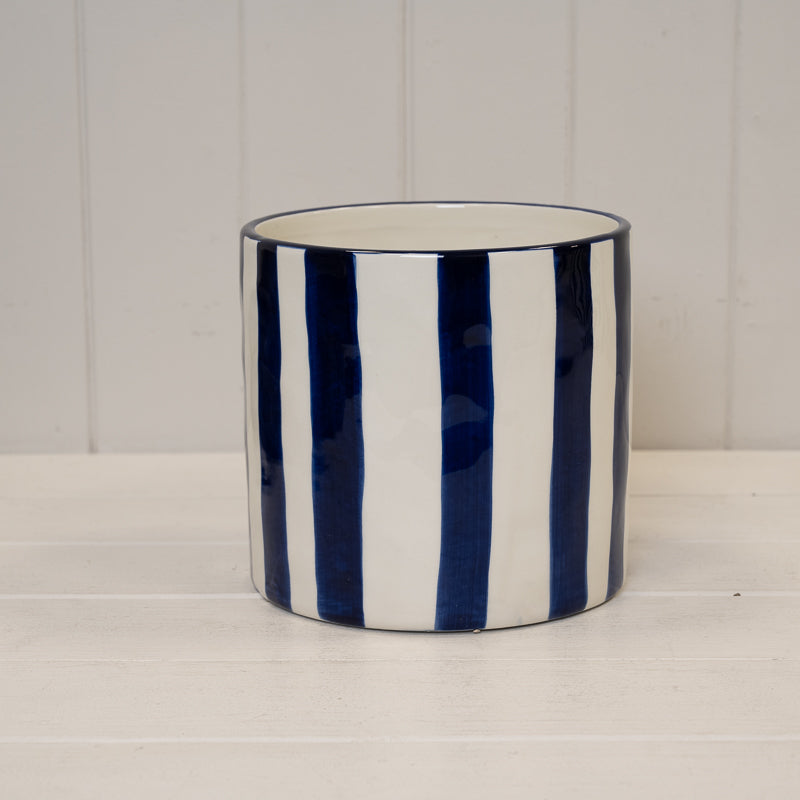 Striped Ceramic Round Pot