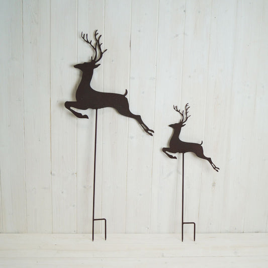 Set of Two Metal Reindeer Stakes