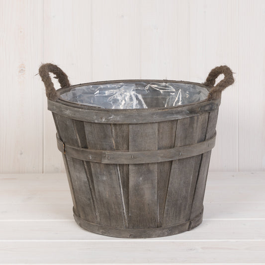 Grey Wooden Barrel Basket