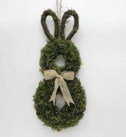 Hanging Moss Rabbit Decor with Bow