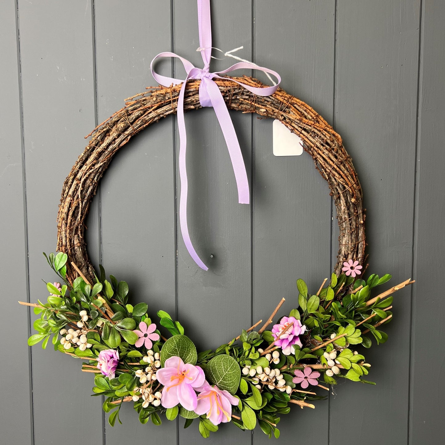 Large Purple Floral and Greenery Spring Wreath