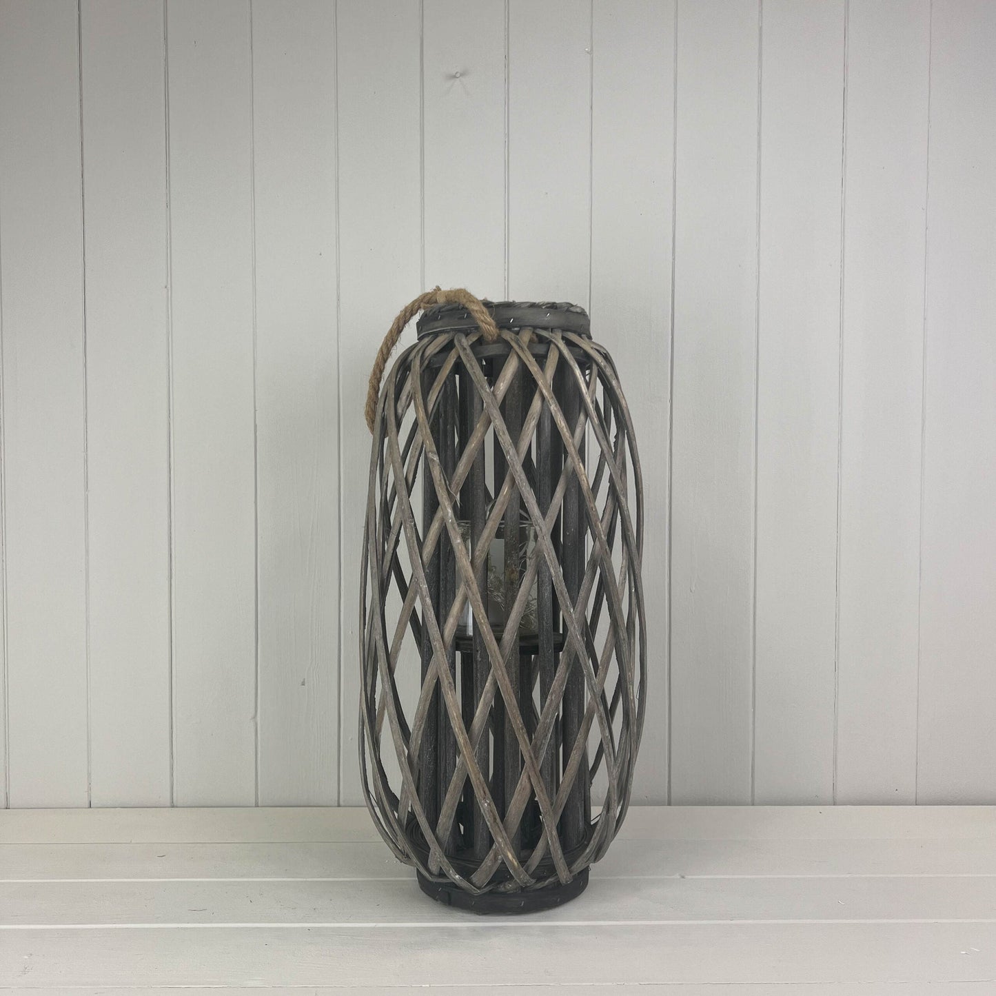Grey Wicker Lantern