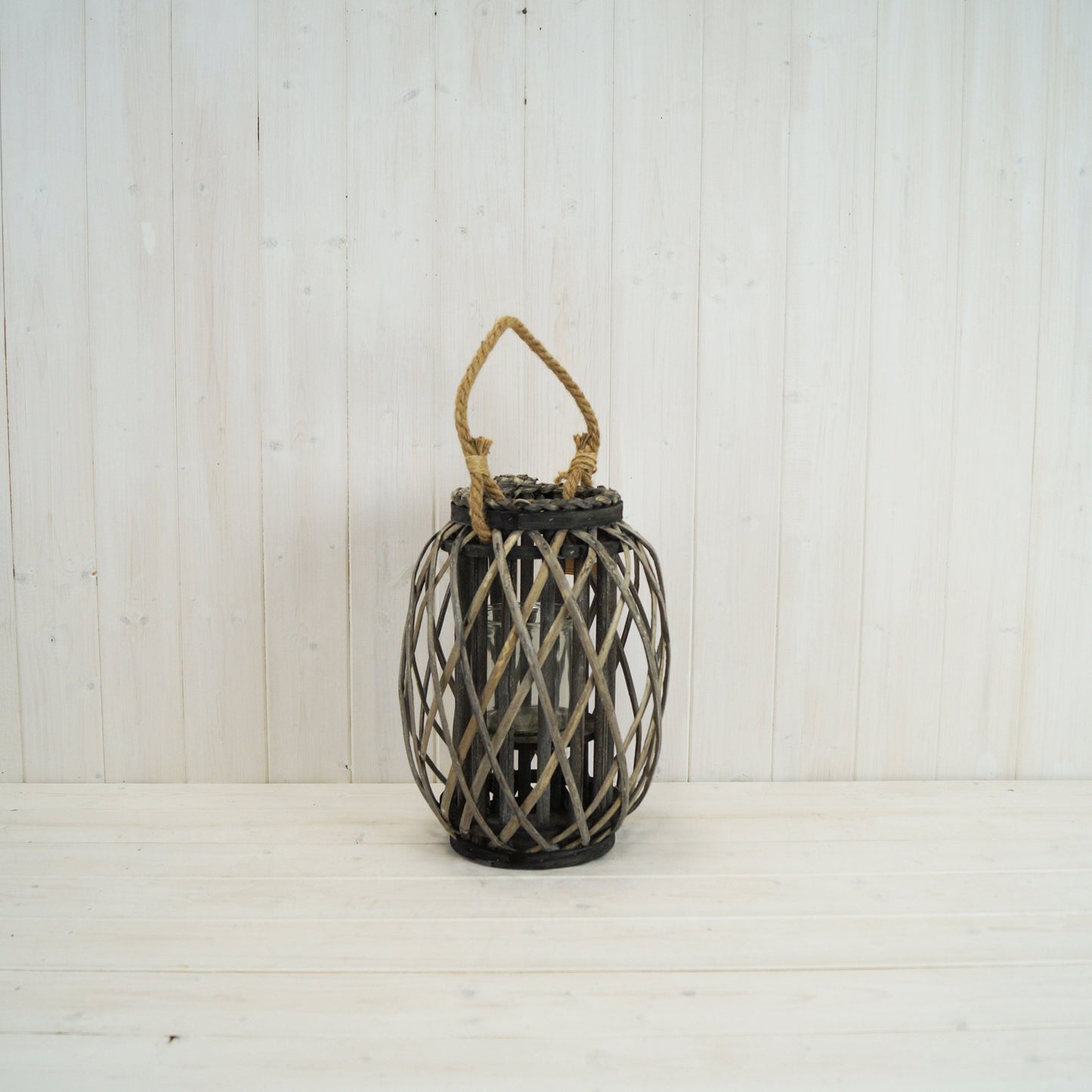 Grey Wicker Lantern