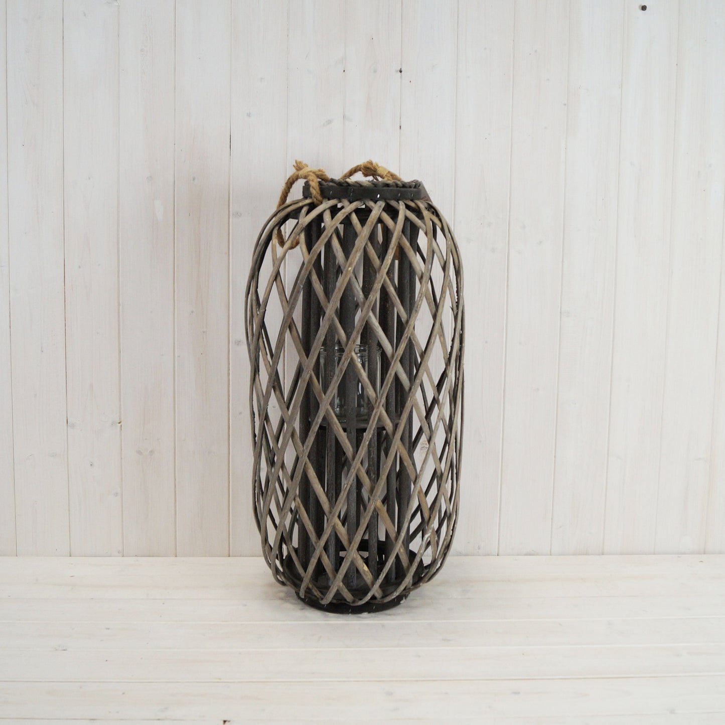 Grey Wicker Lantern
