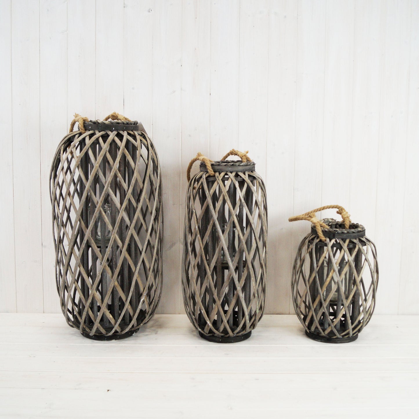 Grey Wicker Lantern