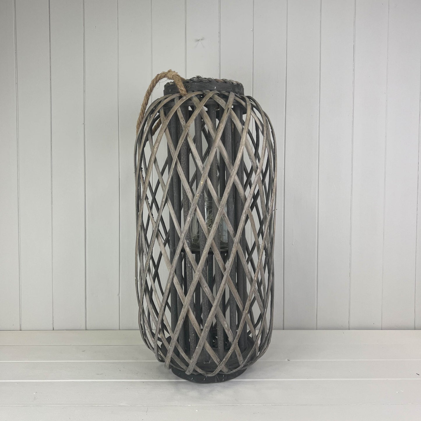 Grey Wicker Lantern
