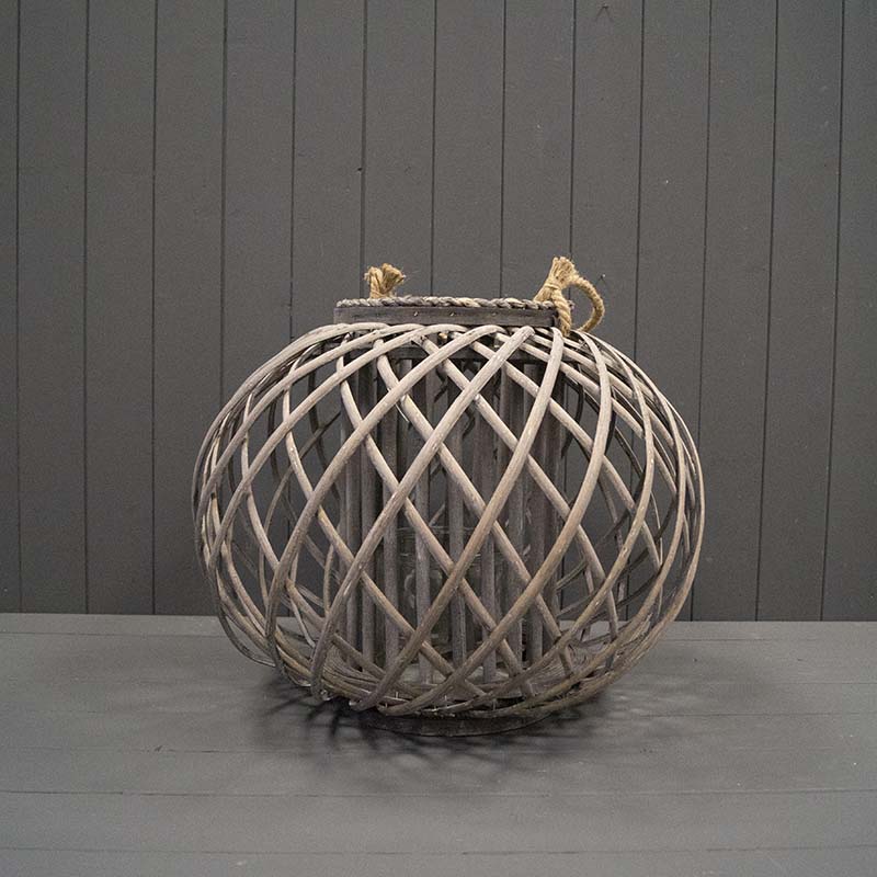 Grey Wicker Lantern