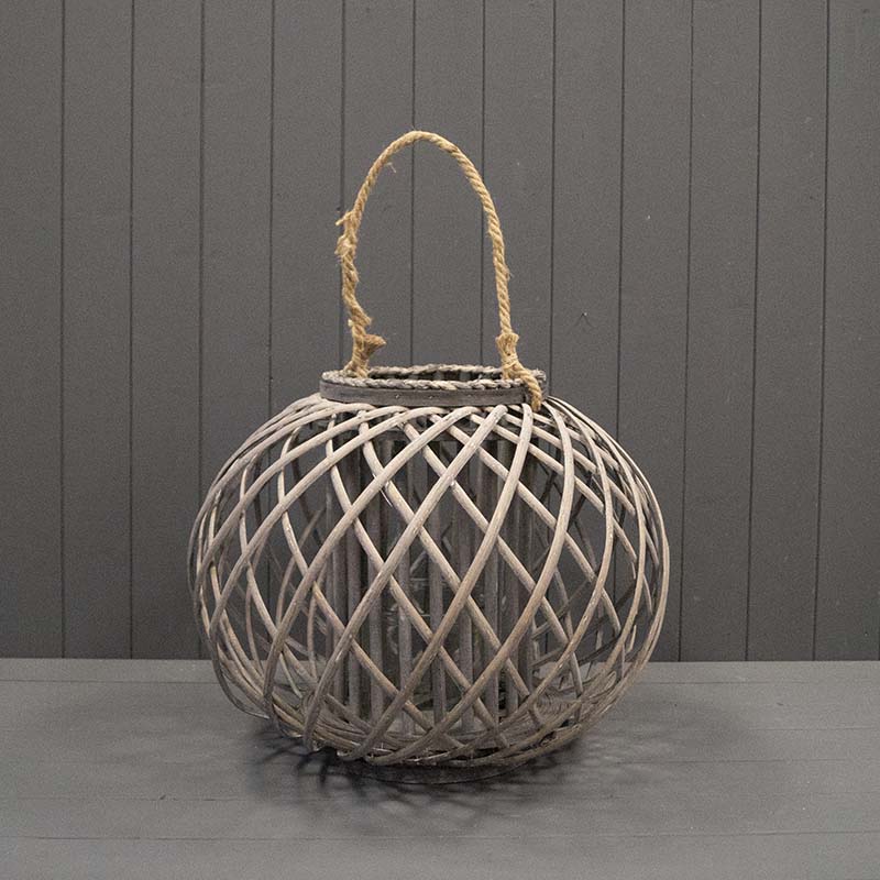 Grey Wicker Lantern