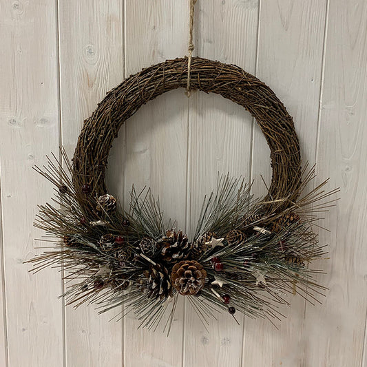 Rattan Foliage & Baubles Wreath