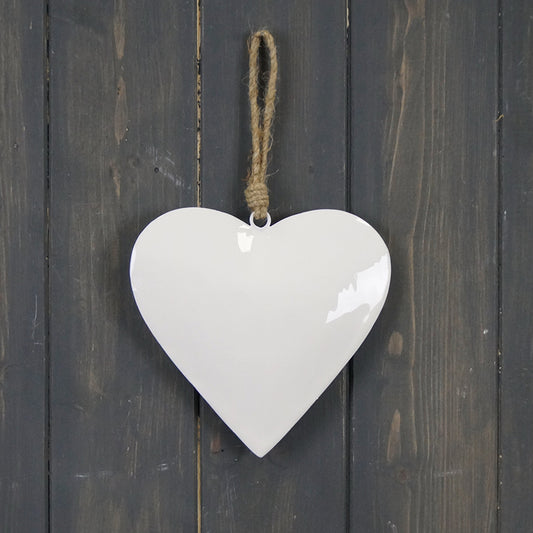 White Enamel Hanging Heart