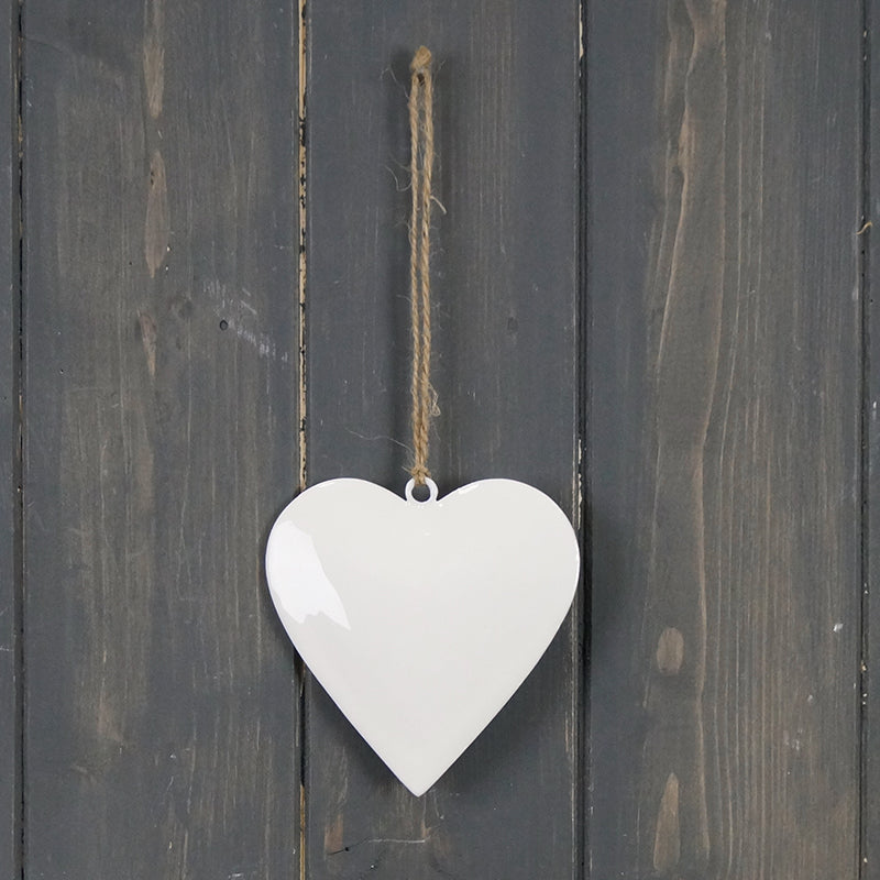 White Enamel Hanging Heart