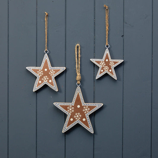 Hanging Natural Star With Grey/White Kerry Work