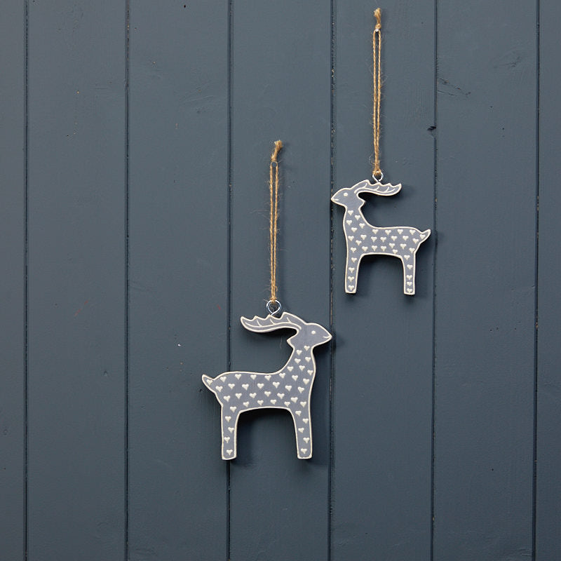 Hanging Grey Reindeer With White Kerry Work