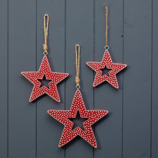 Hanging Red Star with White Kerry Work