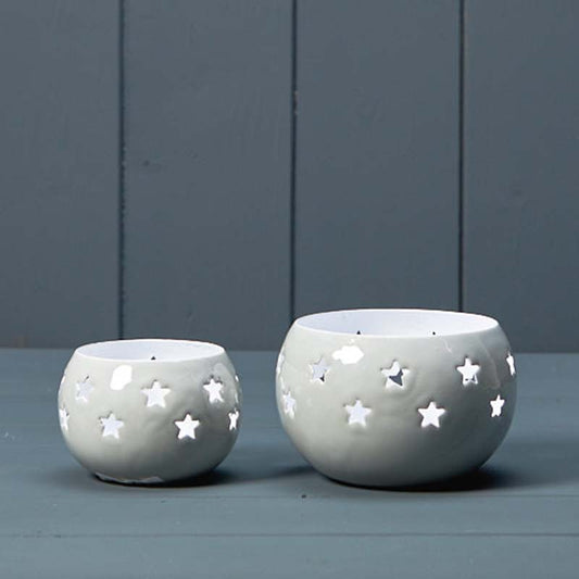 Grey Votive with Star Cut Design