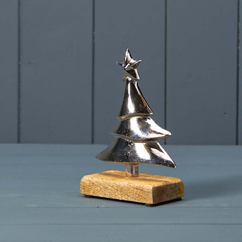 Silver Tree on Wooden Stand