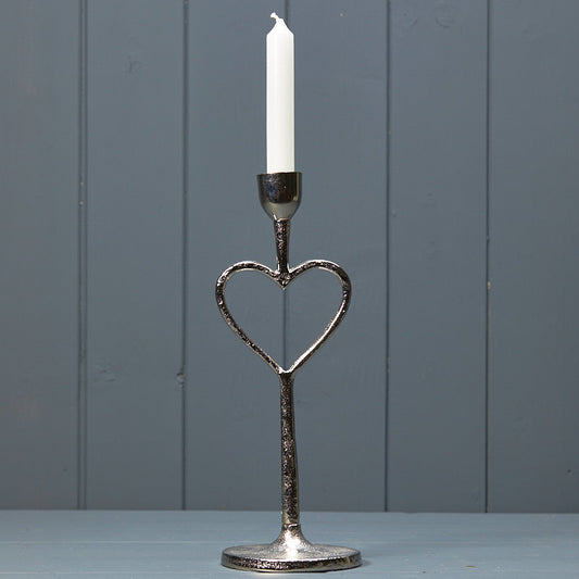 Silver Heart Candle Holder