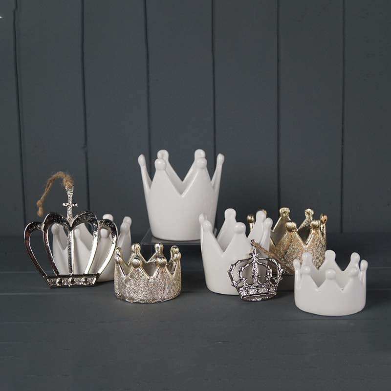 Ceramic Crown Tealight Holder - White