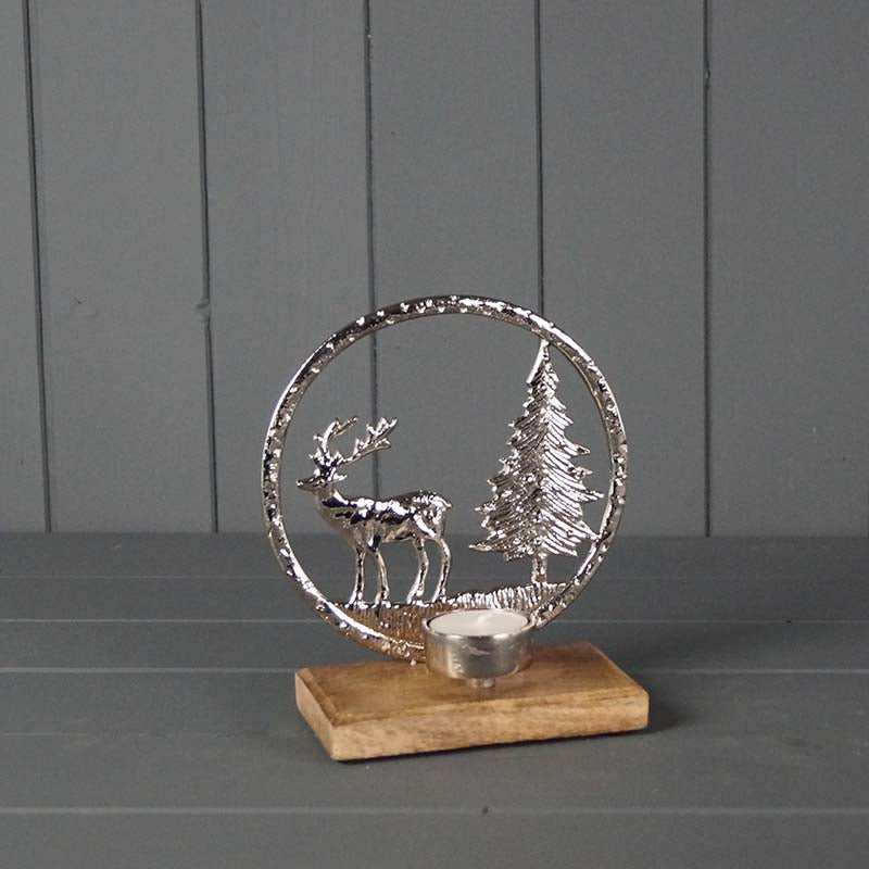 Metal Reindeer Scene Tealight