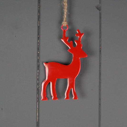 Red Hanging Enamelled Reindeer