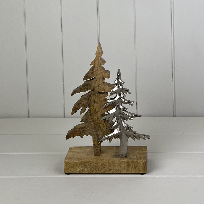 Wood/Metal Trees on Base Festive Decoration