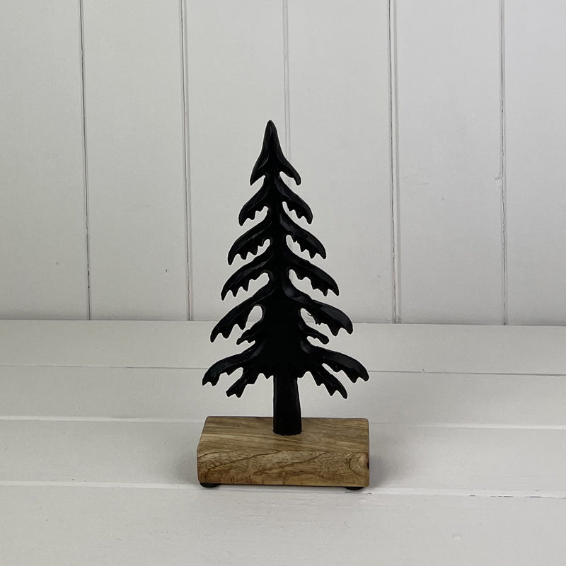 Matt Black Wood/Metal Tree Festive Decoration