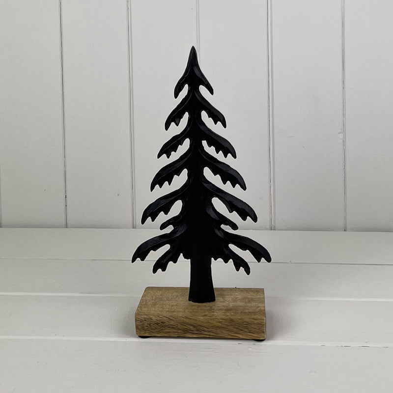 Matt Black Wood/Metal Tree Festive Decoration