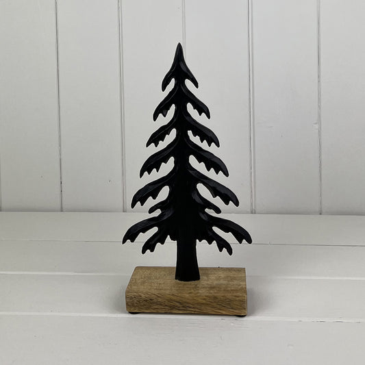 Matt Black Wood/Metal Tree Festive Decoration