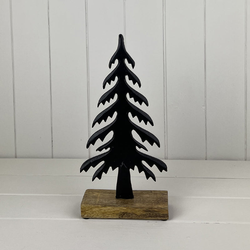 Matt Black Wood/Metal Tree Festive Decoration