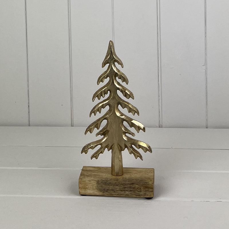 Gold Wood/Metal Tree Festive Decoration