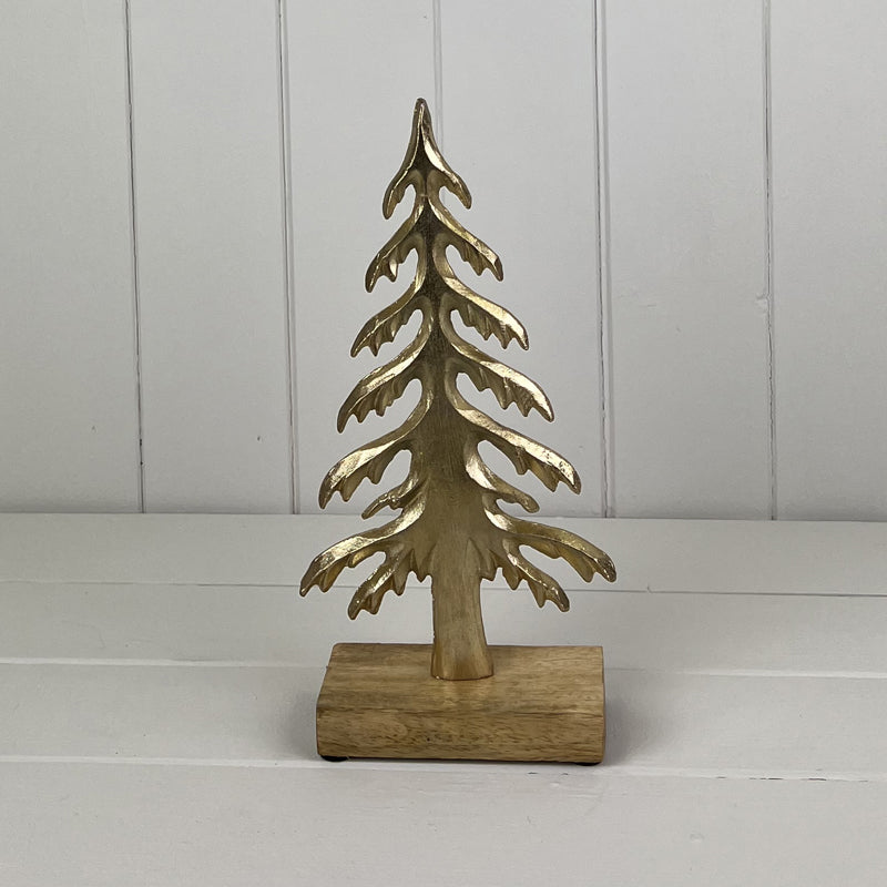 Gold Wood/Metal Tree Festive Decoration