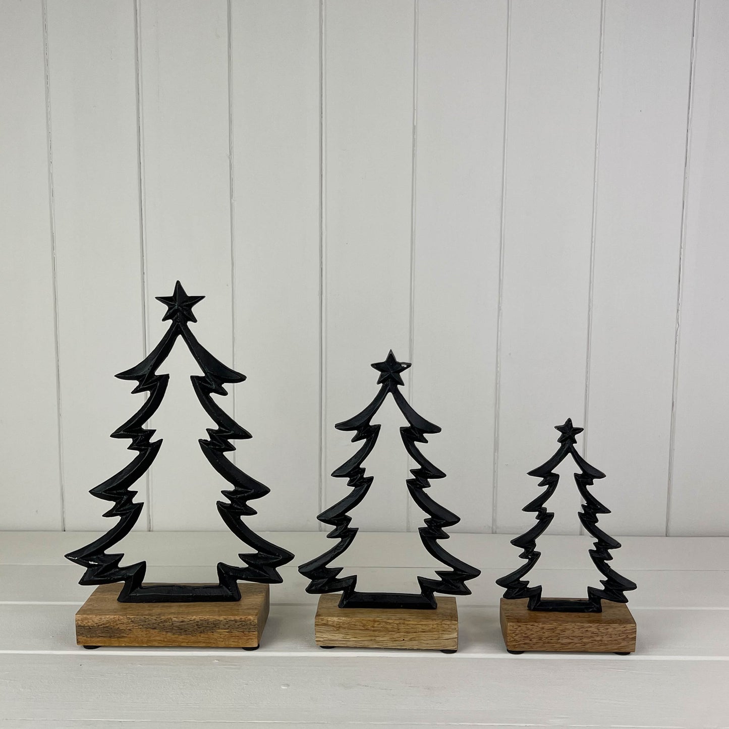 Matt Black Wood/Metal Tree Festive Decoration