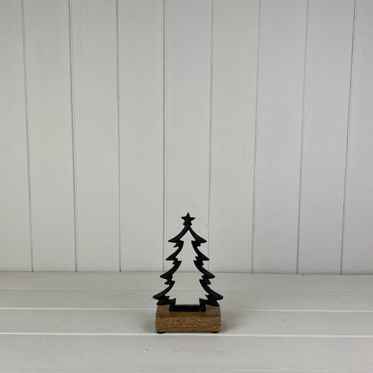 Matt Black Wood/Metal Tree Festive Decoration