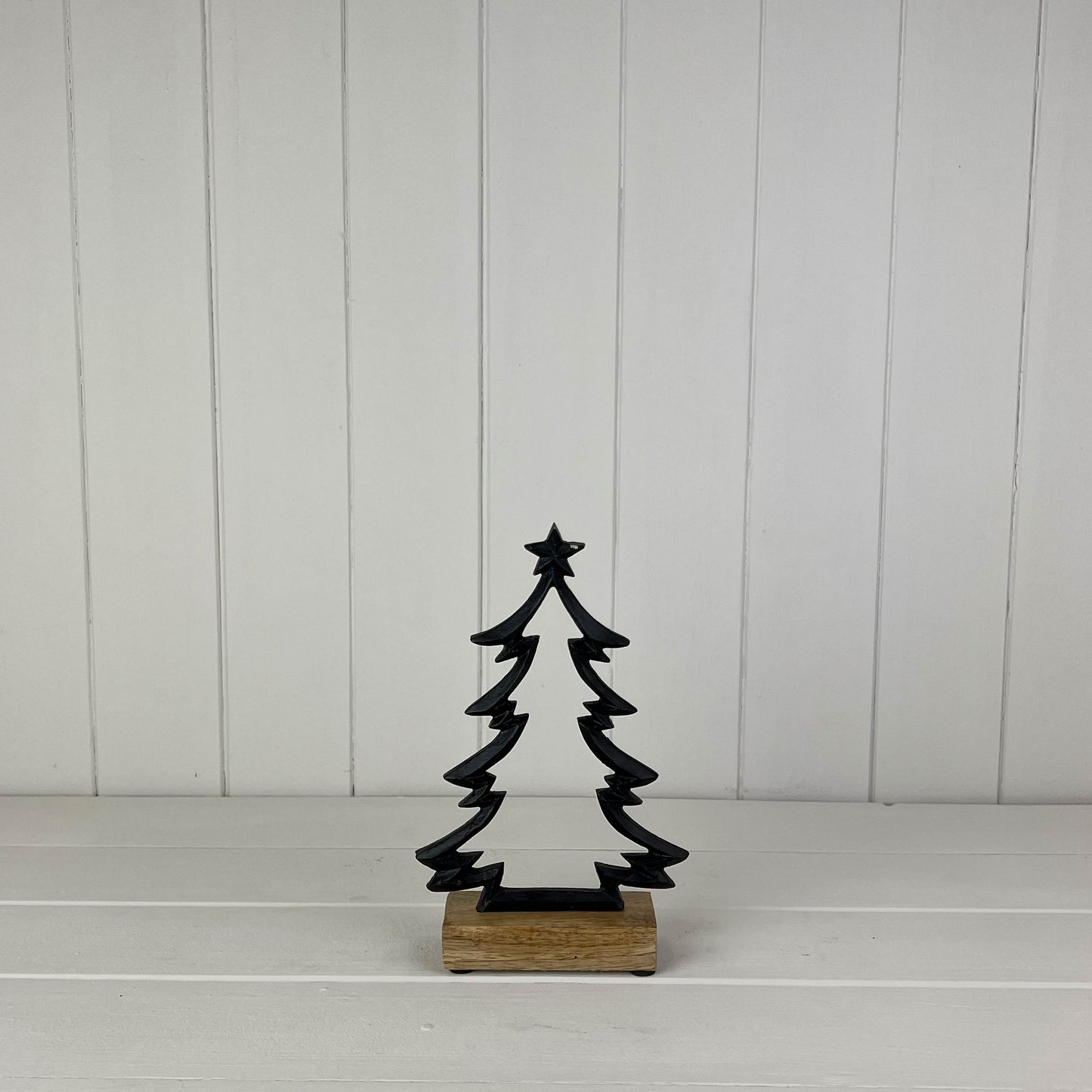 Matt Black Wood/Metal Tree Festive Decoration