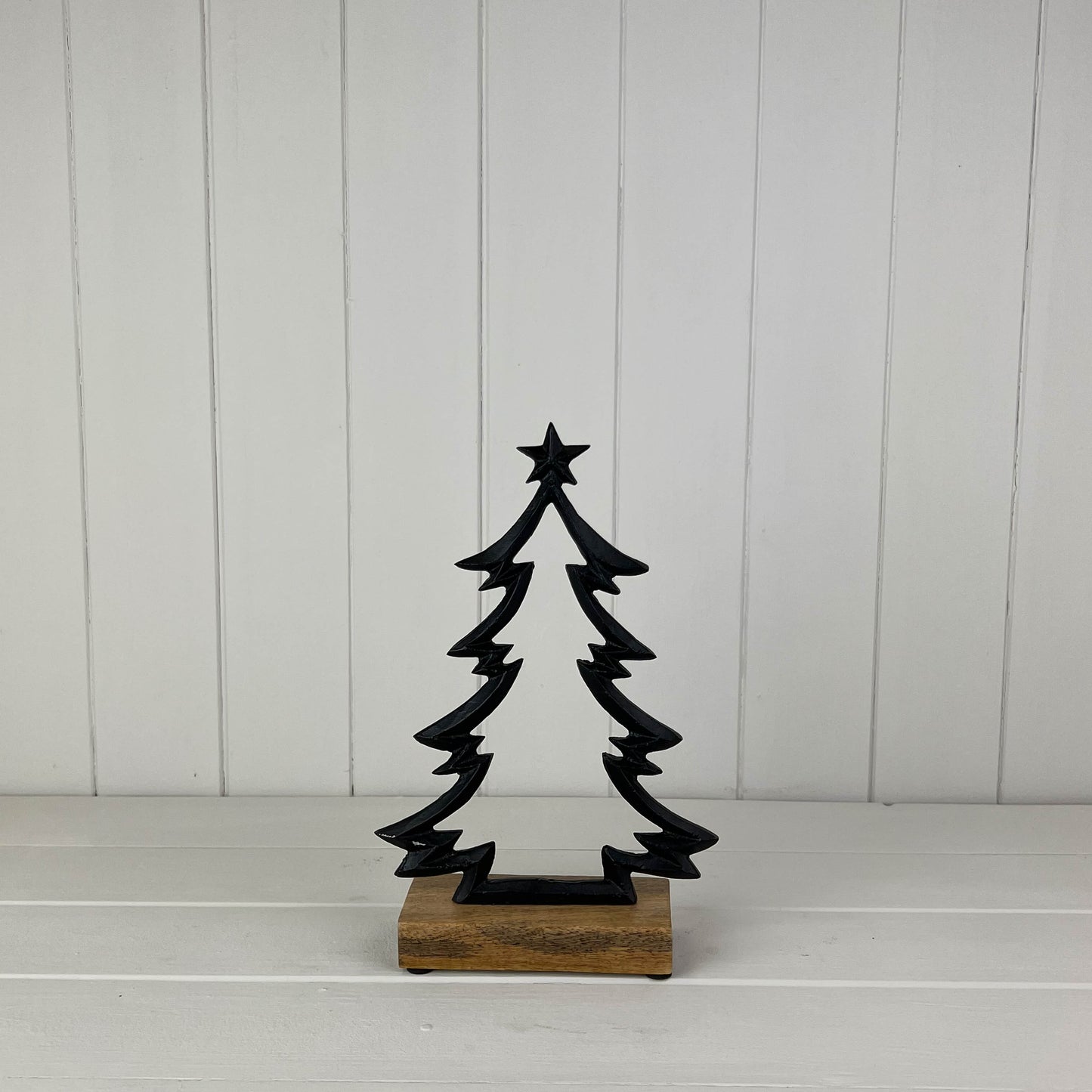 Matt Black Wood/Metal Tree Festive Decoration