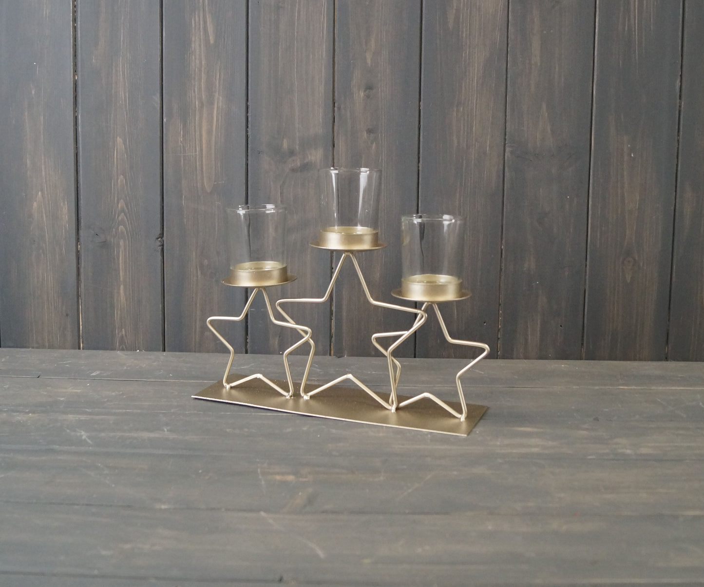 Trio of Gold Stars Candle Holder