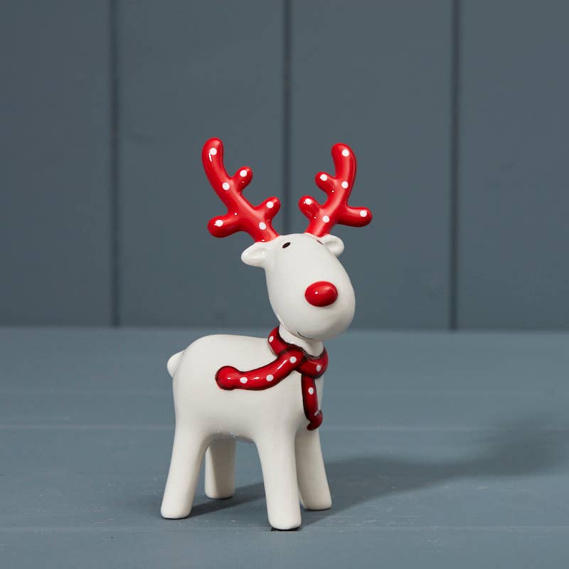 Red And White Ceramic Deer
