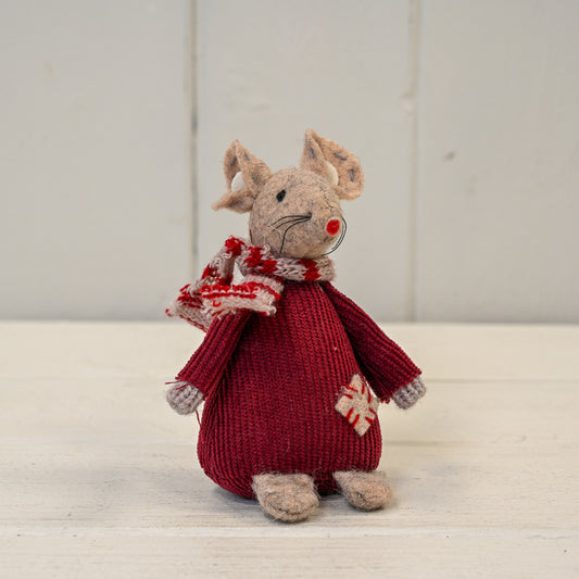 Red Fabric Mouse With Scarf