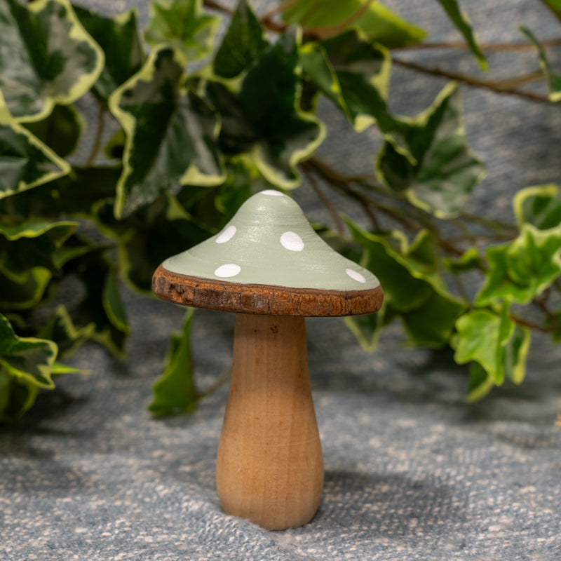 Medium Green Wooden Mushroom Decoration