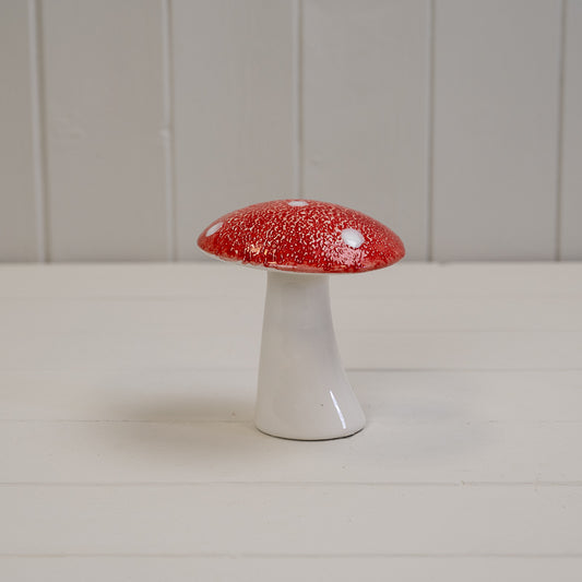 Medium Red Ceramic Mushroom