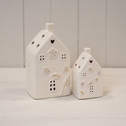 Glazed Ceramic Led House With Textured Detail