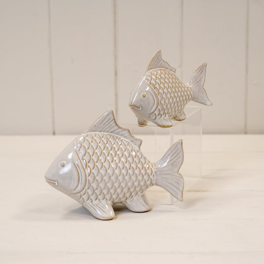 Glazed Ceramic Fish Ornament With Textured Detail