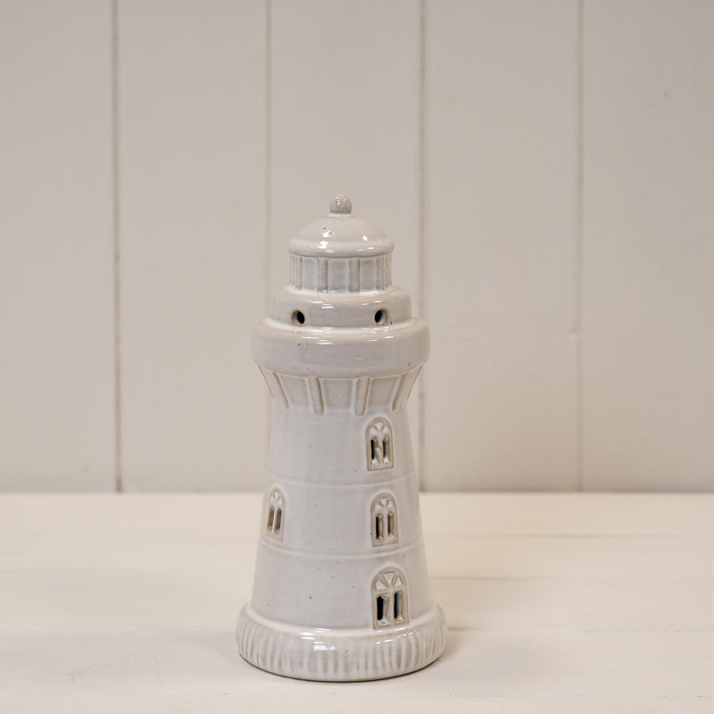 Glazed Ceramic Led Lighthouse With Textured Detail