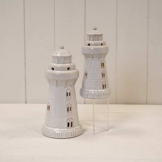 Glazed Ceramic Led Lighthouse With Textured Detail
