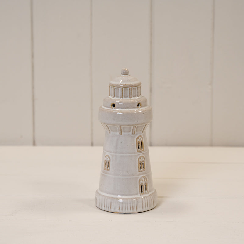 Glazed Ceramic Led Lighthouse With Textured Detail